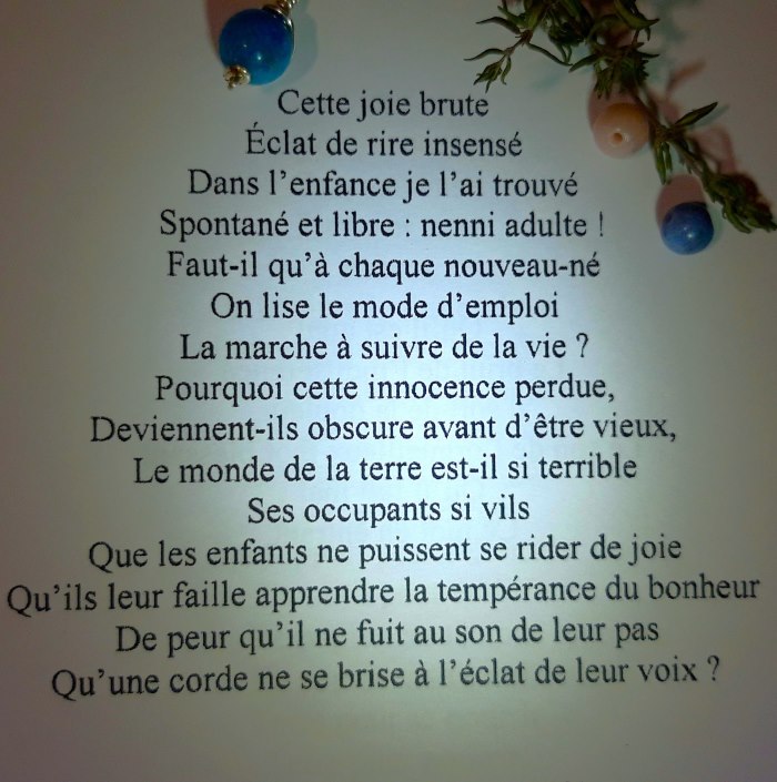 Cette joie brute insensée, est le début d'un recueil tiré de Poésie intemporelle 4 intitulé Quête. Cette joie brute insensée, est le début d'un recueil tiré de Poésie intemporelle 4 intitulé Quête.