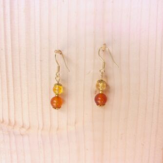 Des Boucles d'oreilles en perles naturelles cornaline et citrine